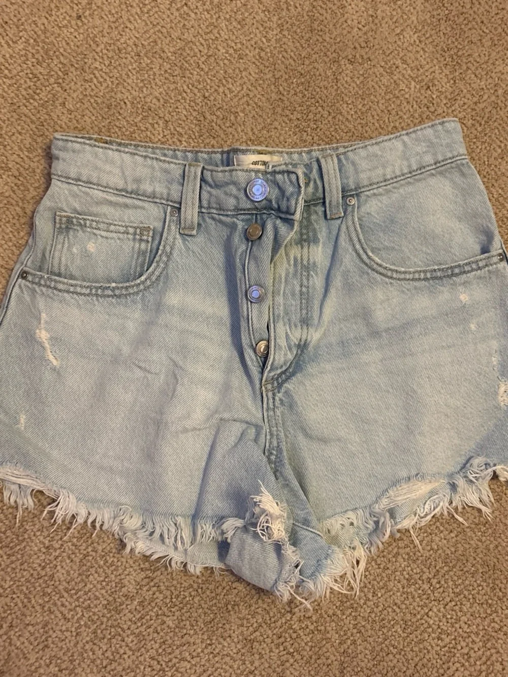 Cotton On Light Blue Distressed Denim Shorts